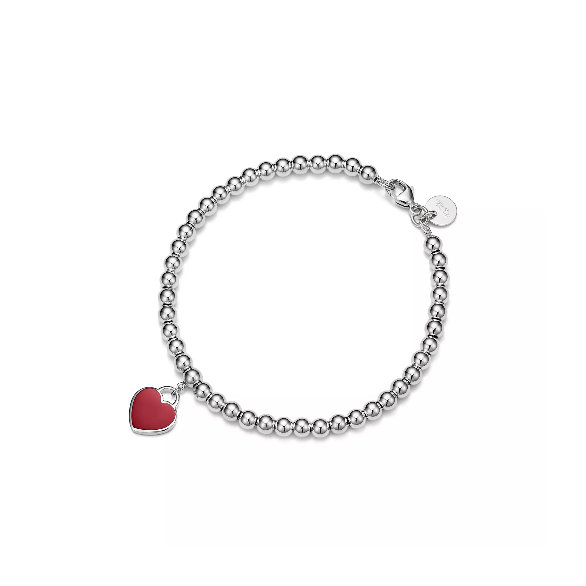 TIFFANY RETURN TO RED MINI HEART BEAD BRACELET IN SILVER WITH A DIAMOND 4 MM 70299607